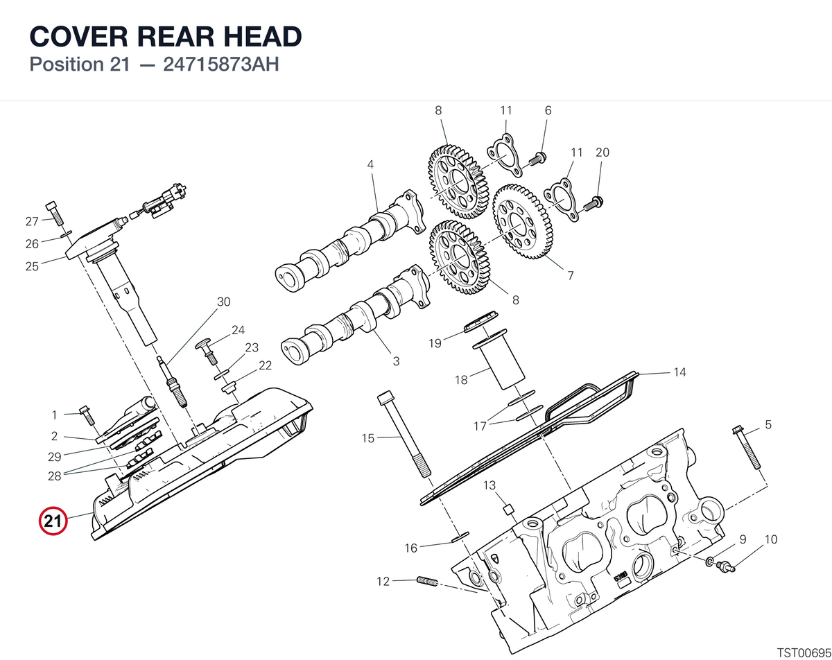 COVER REAR HEAD 24715873AH diagram position