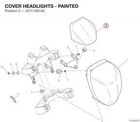 COVER HEADLIGHTS - PAINTED 24717461AA diagram position