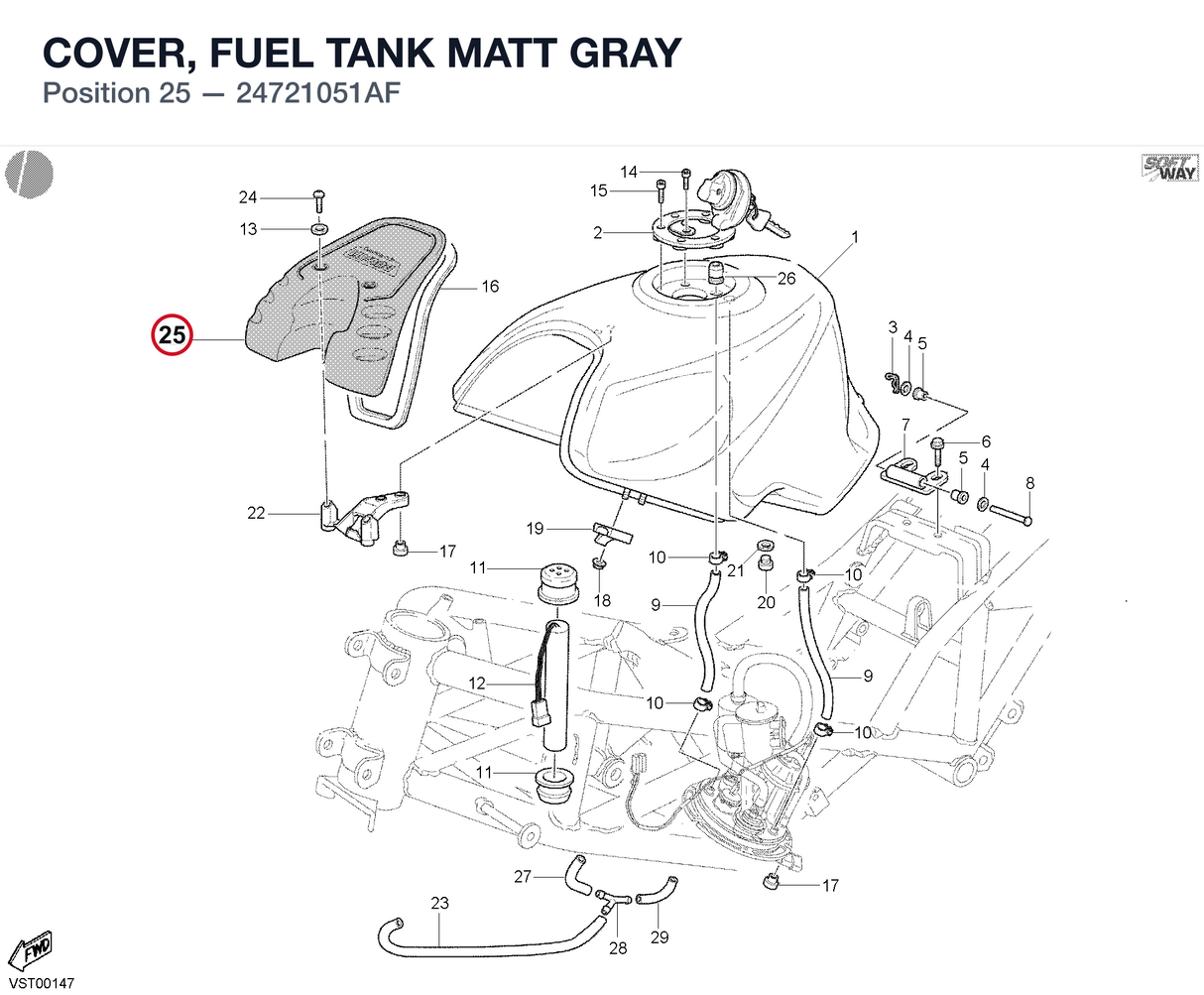 COVER, FUEL TANK MATT GRAY