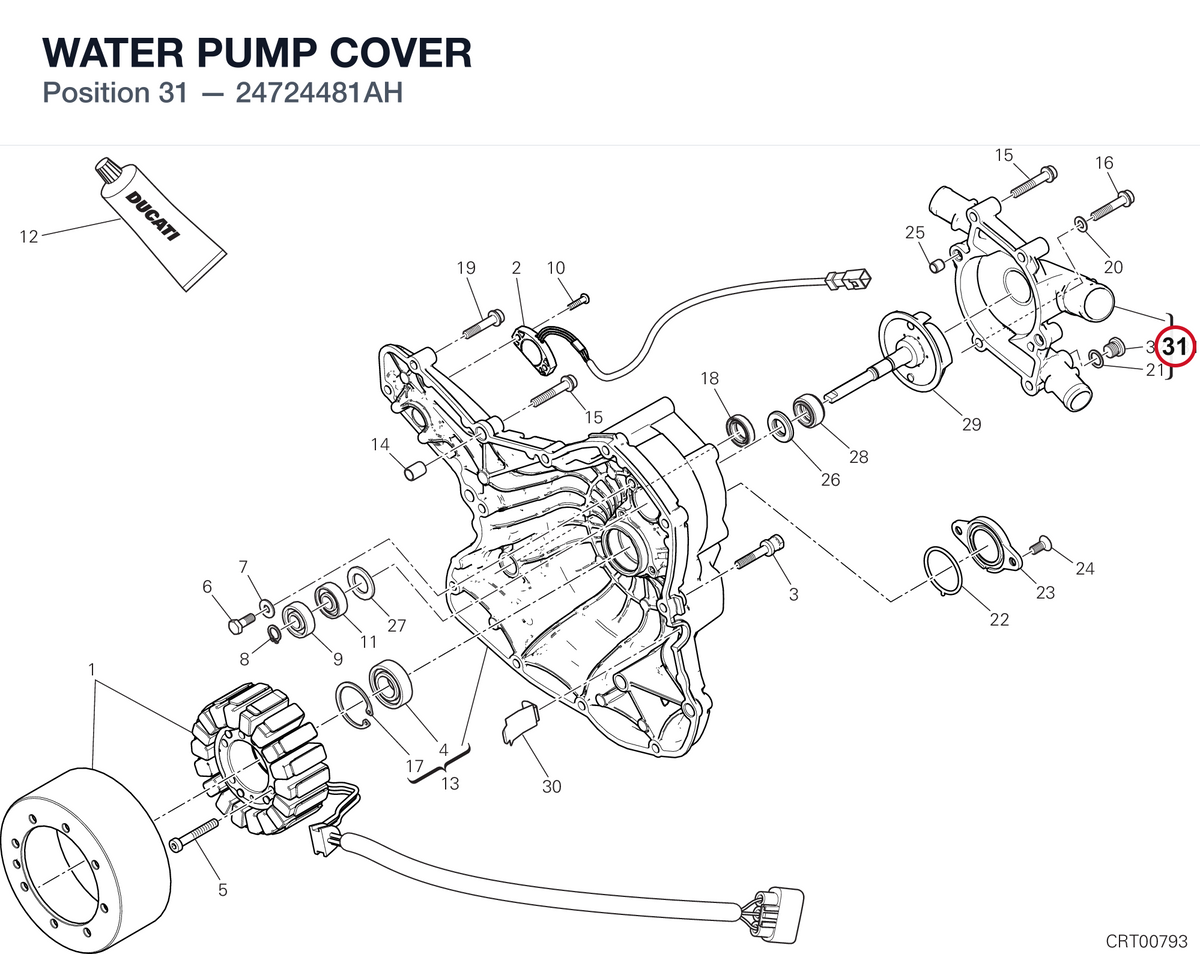 WATER PUMP COVER 24724481AH diagram position
