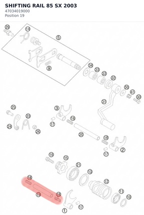 Diagram preview: SHIFTING RAIL 85 SX       2003 (47034019000)