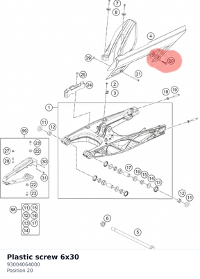 Diagram preview: Plastic screw 6x30 (93004064000)