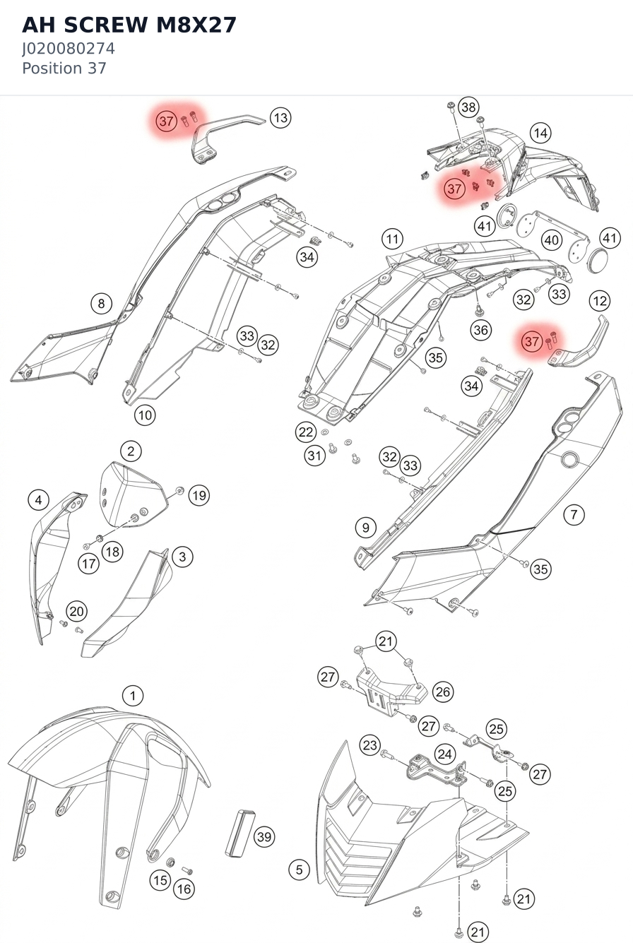 Diagram preview: AH SCREW M8X27 (J020080274)