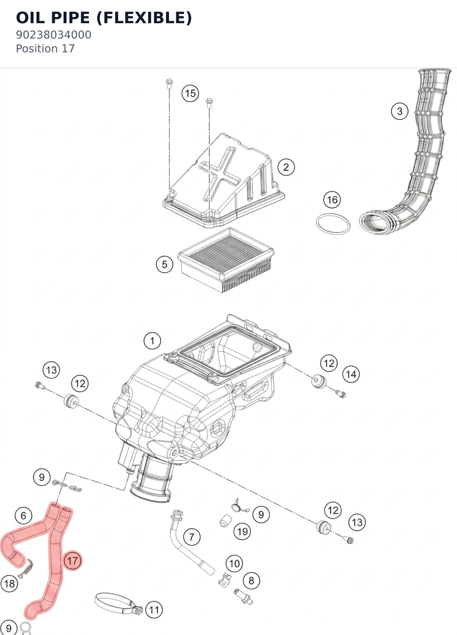 Diagram preview: OIL PIPE (FLEXIBLE) (90238034000)