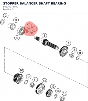Diagram preview: STOPPER BALANCER SHAFT BEARING (90230079000)