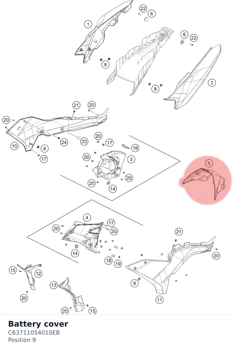 Diagram preview: Battery cover (C63711054010EB)