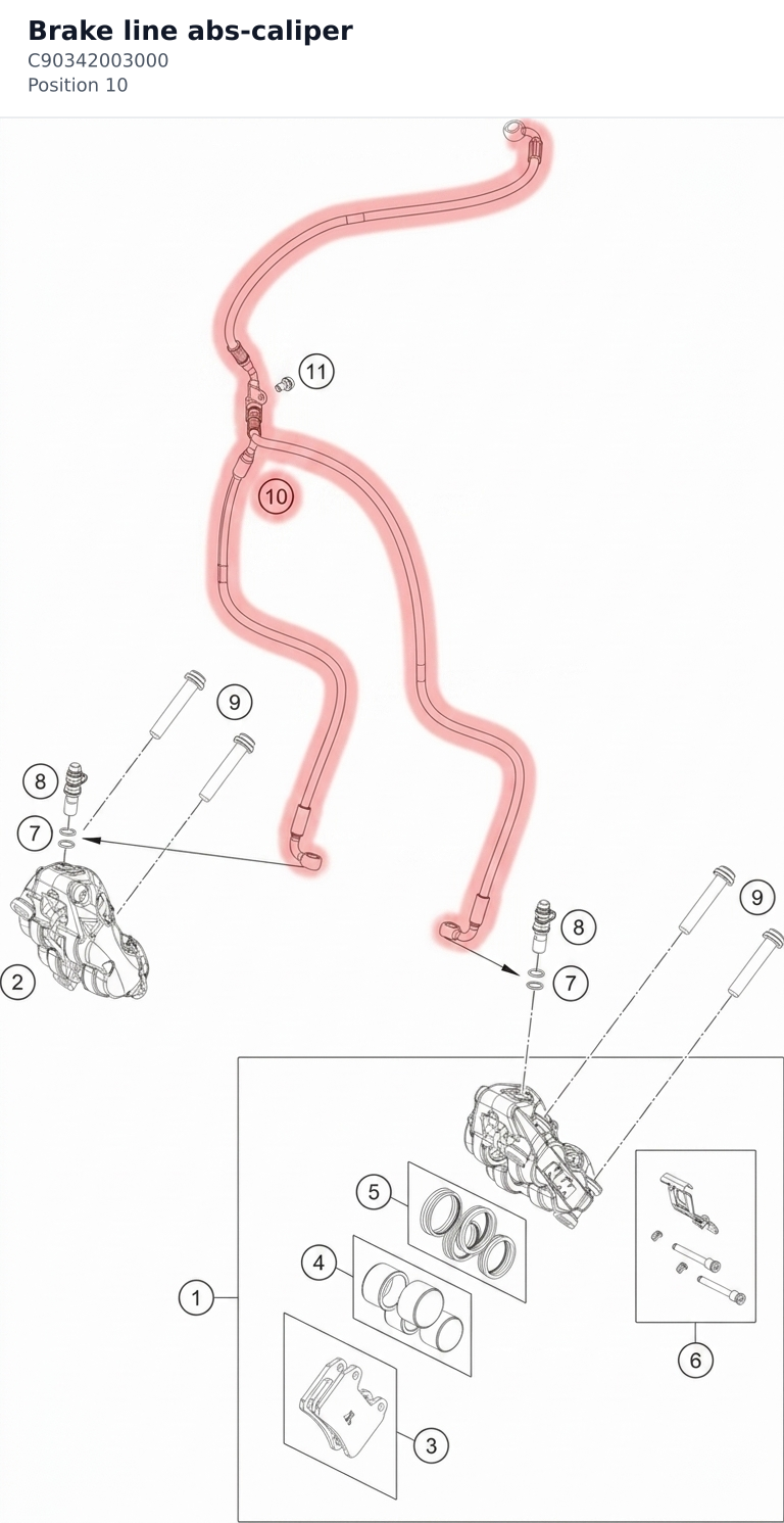 Diagram preview: Brake line abs-caliper (C90342003000)