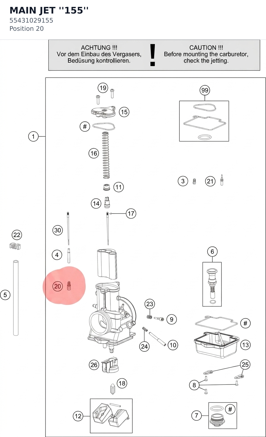 Diagram preview: MAIN JET ''155'' (55431029155)