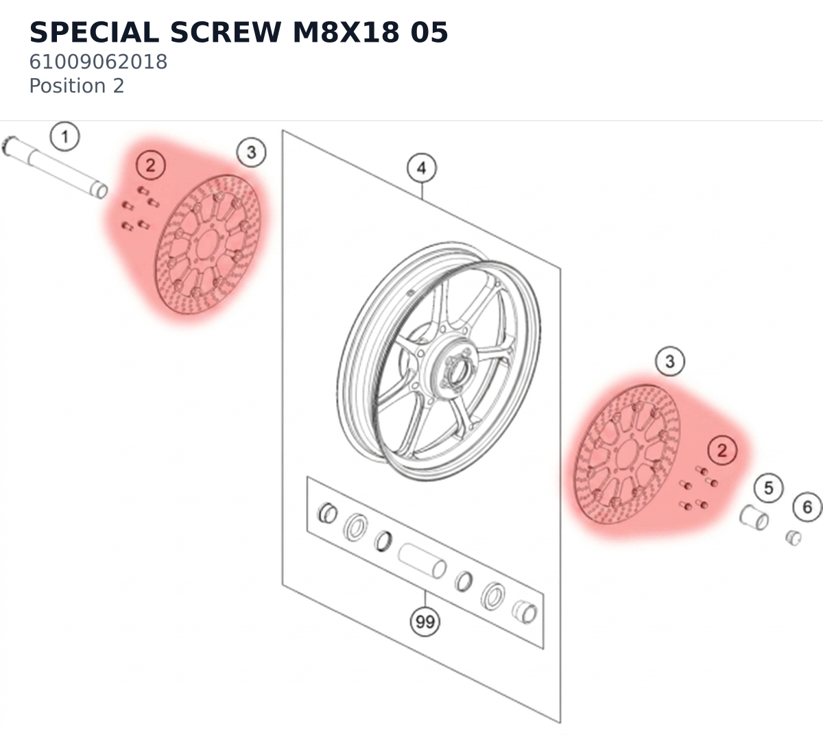 Diagram preview: SPECIAL SCREW M8X18         05 (61009062018)