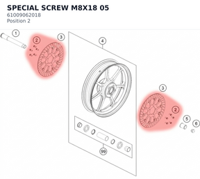 Diagram preview: SPECIAL SCREW M8X18         05 (61009062018)