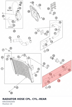 Diagram preview: RADIATOR HOSE CPL. CYL.-REAR (69035092000)