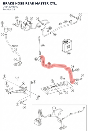 Diagram preview: BRAKE HOSE REAR MASTER CYL. (76542003000)