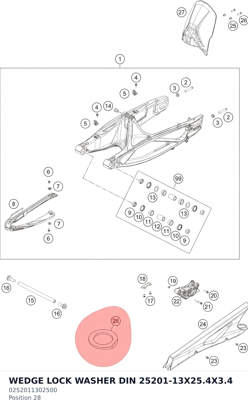 Diagram preview: WEDGE LOCK WASHER DIN 25201-13X25.4X3.4 (0252011302500)