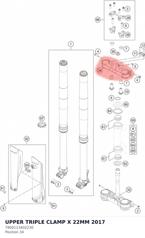 Diagram preview: UPPER TRIPLE CLAMP X 22MM 2017 (7900113402230)