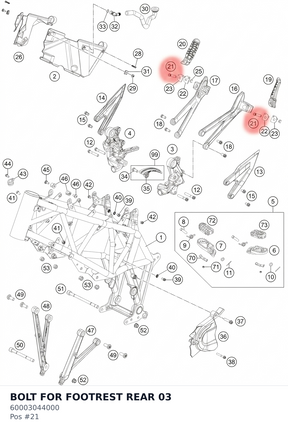 Diagram preview: BOLT FOR FOOTREST REAR 03 (60003044000)