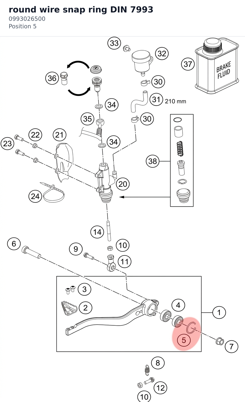 Diagram preview: round wire snap ring DIN 7993 (0993026500)
