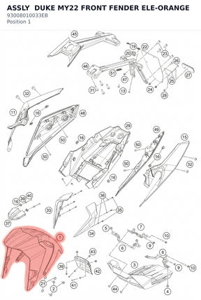 Diagram preview: ASSLY  DUKE MY22 FRONT FENDER ELE-ORANGE (93008010033EB)