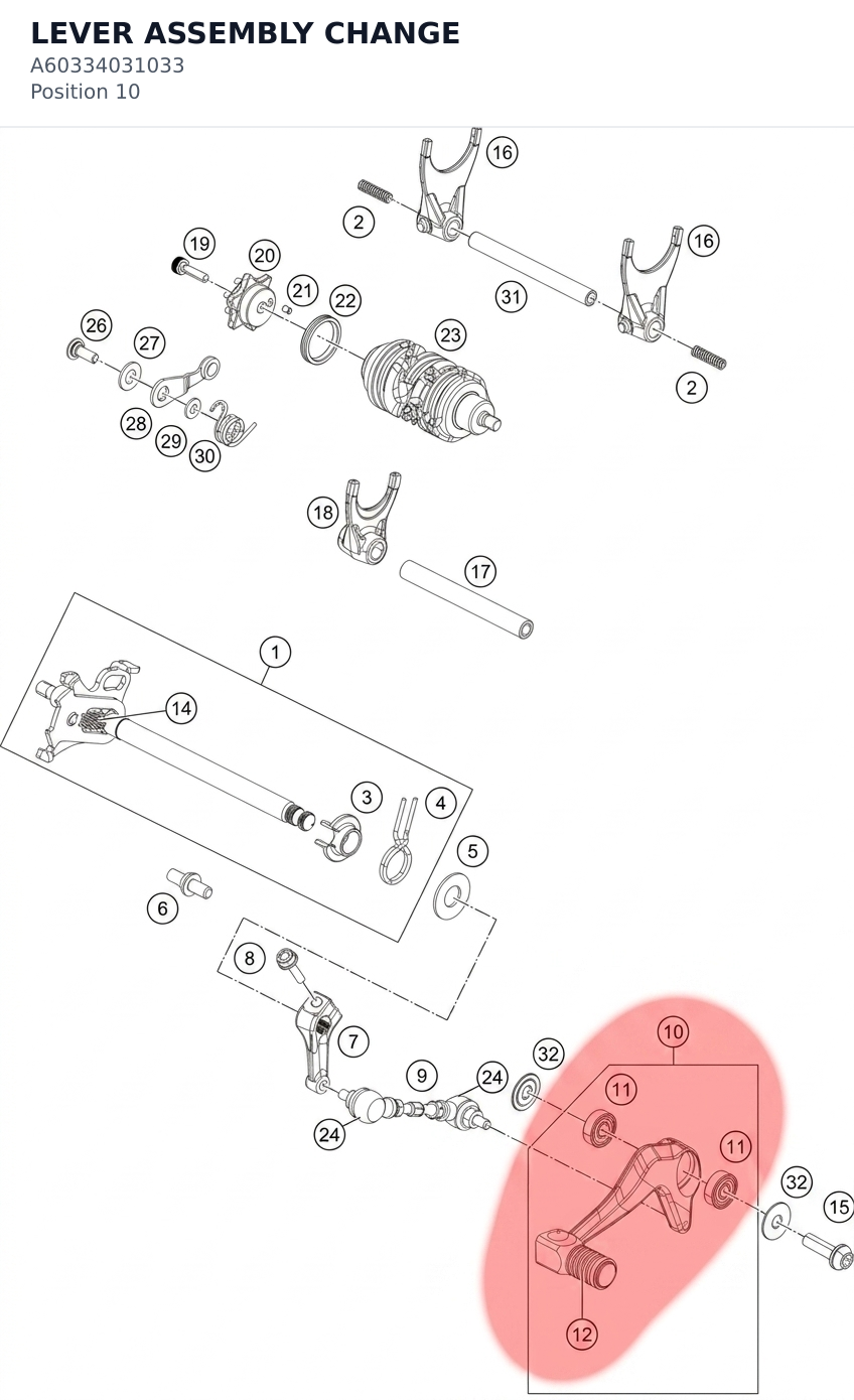 Diagram preview: LEVER ASSEMBLY CHANGE (A60334031033)