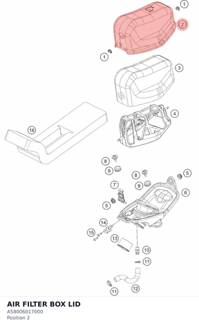 Diagram preview: AIR FILTER BOX LID (A58006017000)