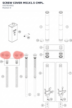 Diagram preview: SCREW COVER M51X1.5 CMPL. (43578140S1)