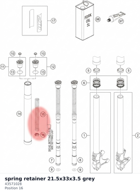 Diagram preview: spring retainer 21.5x33x3.5 grey (43571028)
