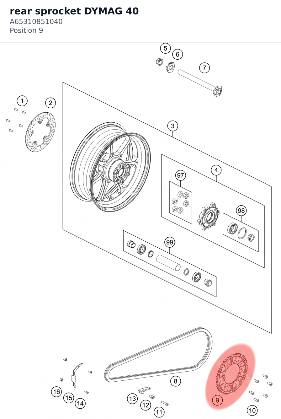 Diagram preview: rear sprocket DYMAG 40 (A65310851040)