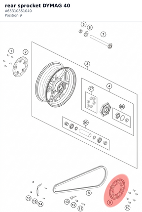 Diagram preview: rear sprocket DYMAG 40 (A65310851040)
