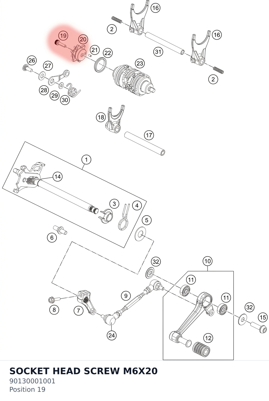 Diagram preview: SOCKET HEAD SCREW M6X20 (90130001001)