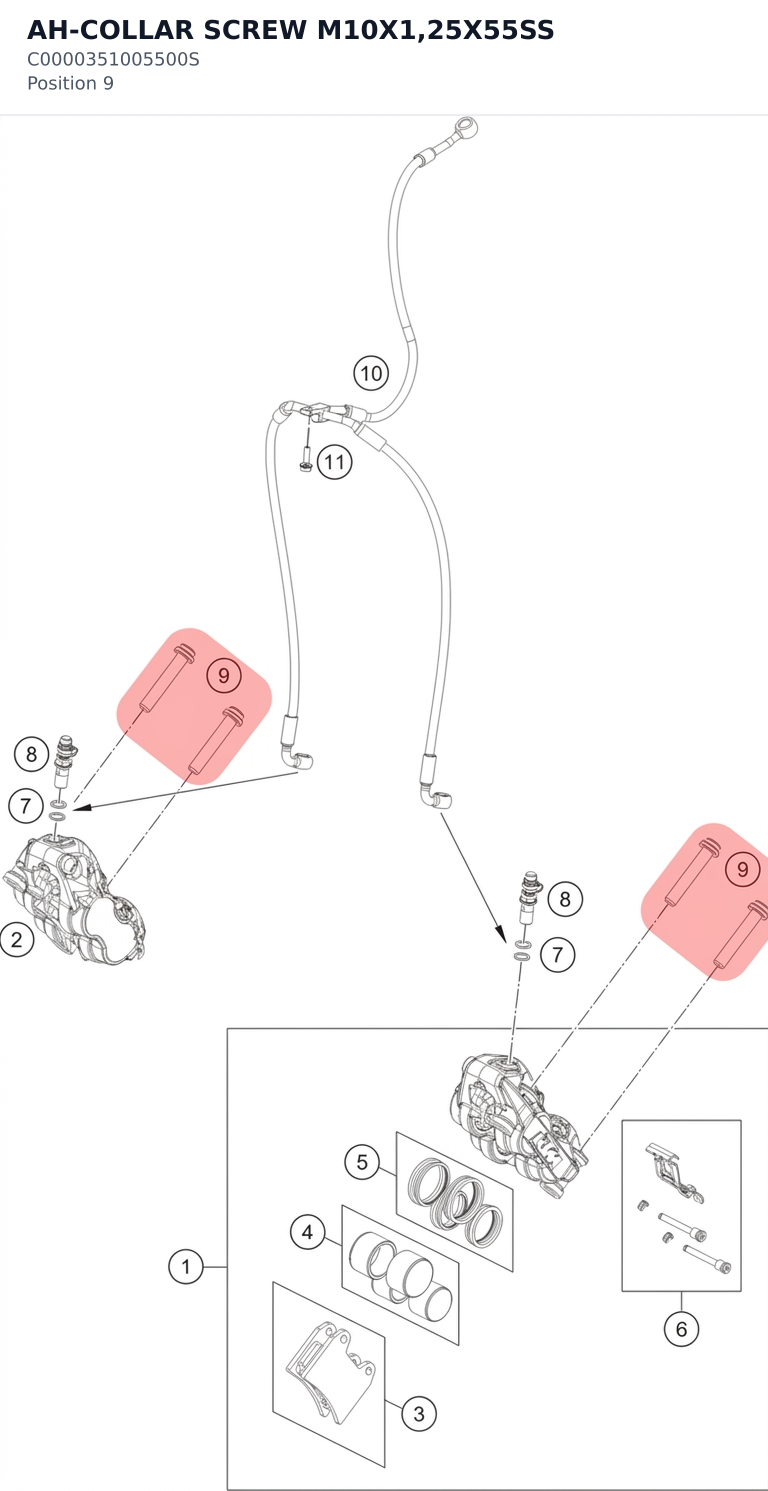Diagram preview: AH-COLLAR SCREW M10X1,25X55SS (C0000351005500S)