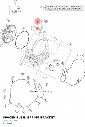 Diagram preview: SPACER BUSH. SPRING BRACKET (78003023070)