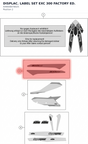Diagram preview: DISPLAC. LABEL SET EXC 300 FACTORY ED. (A49008078025)
