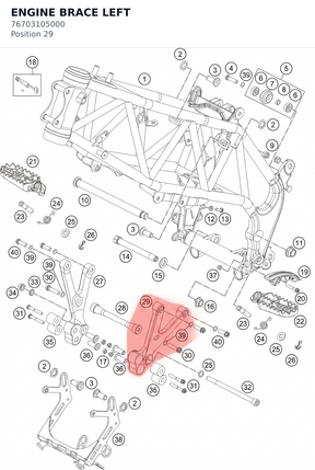 Diagram preview: ENGINE BRACE LEFT (76703105000)