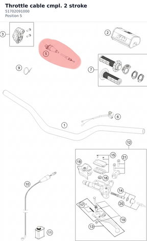 Diagram preview: Throttle cable cmpl. 2 stroke (51702091000)