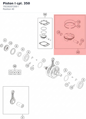 Diagram preview: Piston I cpl. 350 (79230207200 I)