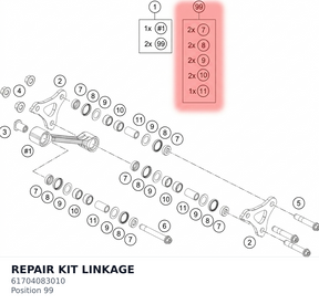 Diagram preview: REPAIR KIT LINKAGE (61704083010)