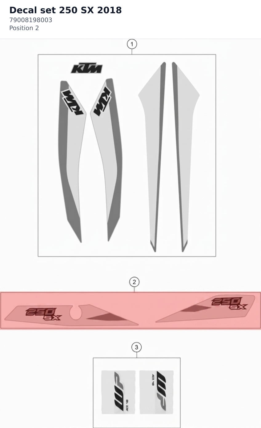 Diagram preview: Decal set 250 SX 2018 (79008198003)