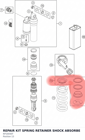 Diagram preview: REPAIR KIT SPRING RETAINER SHOCK ABSORBE (RP10040T)