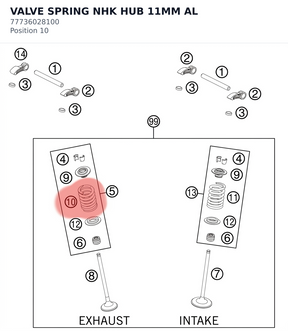 Diagram preview: VALVE SPRING NHK HUB 11MM AL (77736028100)