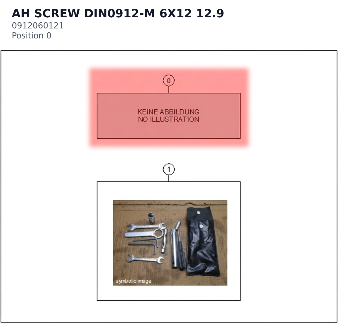 Diagram preview: AH SCREW DIN0912-M 6X12 12.9 (0912060121)