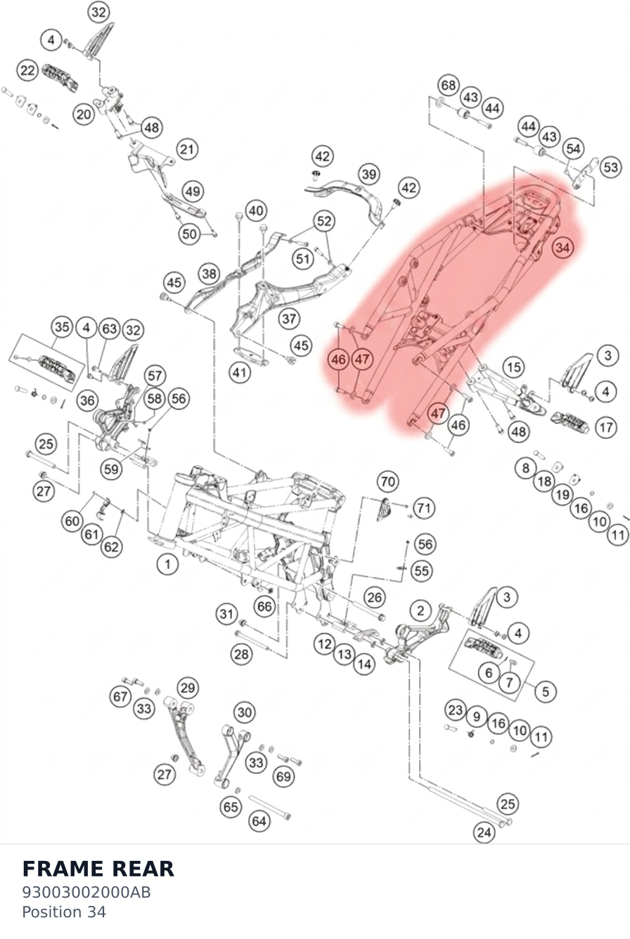 Diagram preview: FRAME REAR (93003002000AB)