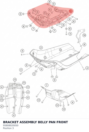 Diagram preview: BRACKET ASSEMBLY BELLY PAN FRONT (95808020050)