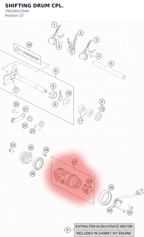 Diagram preview: SHIFTING DRUM CPL. (76634012044)
