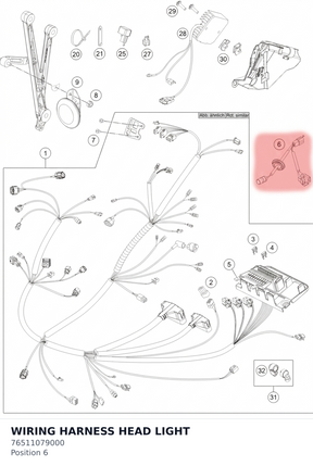 Diagram preview: WIRING HARNESS HEAD LIGHT (76511079000)