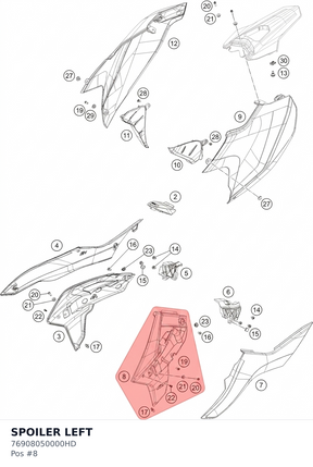 Diagram preview: SPOILER LEFT (76908050000HD)
