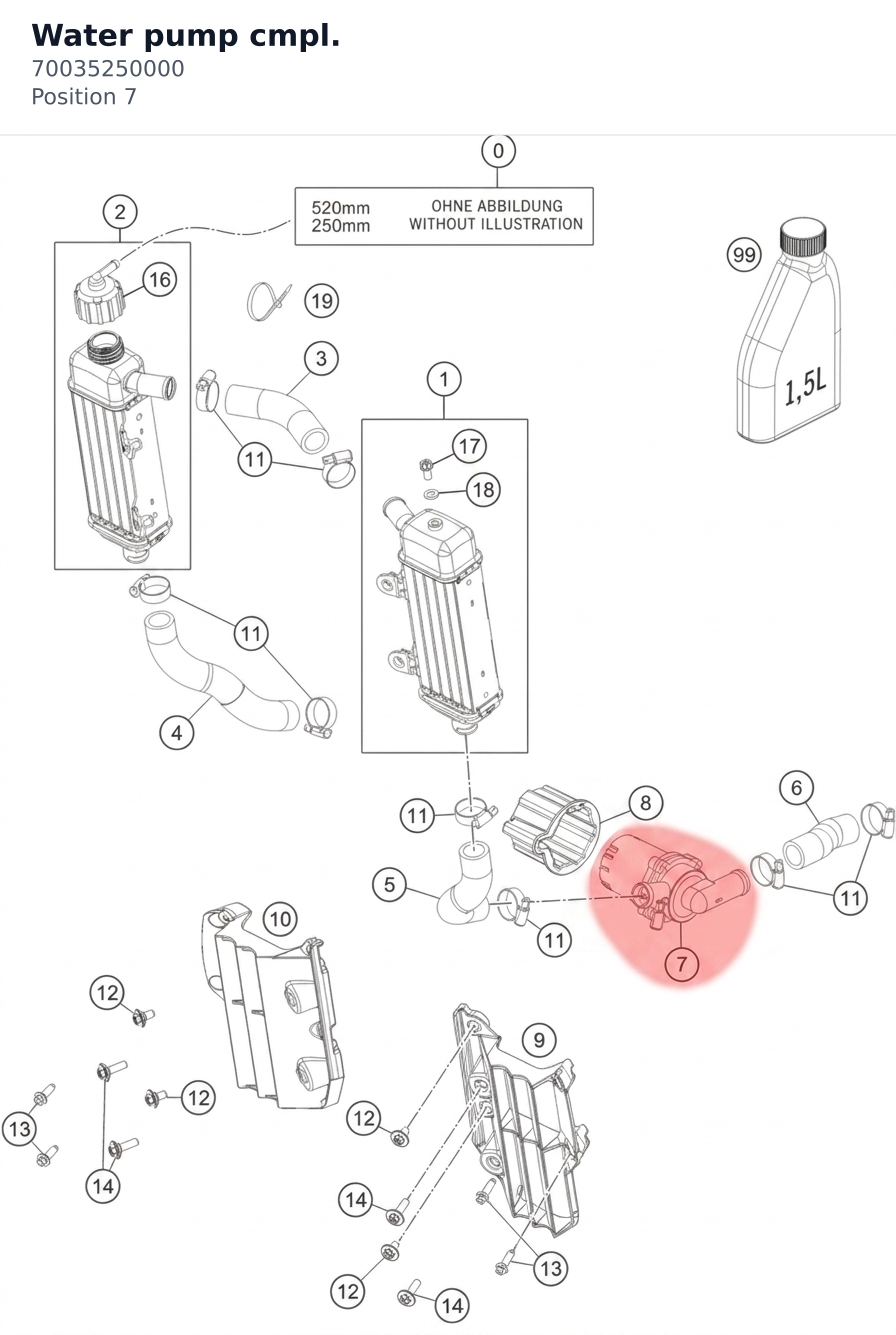 Diagram preview: Water pump cmpl. (70035250000)