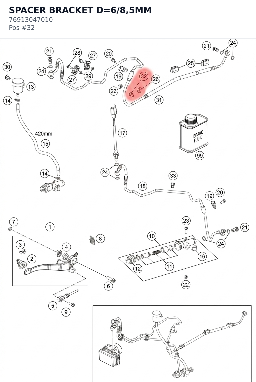 Diagram preview: SPACER BRACKET D=6/8,5MM (76913047010)