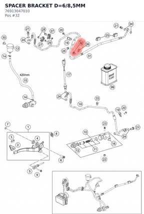 Diagram preview: SPACER BRACKET D=6/8,5MM (76913047010)