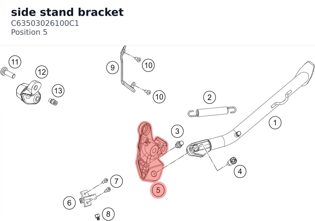 Diagram preview: side stand bracket (C63503026100C1)