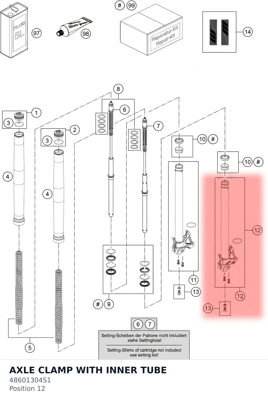 Diagram preview: AXLE CLAMP WITH INNER TUBE (48601304S1)