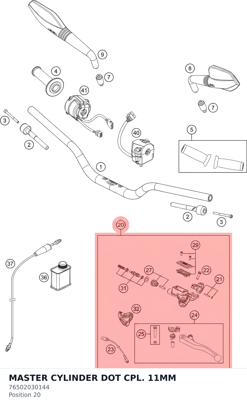 Diagram preview: MASTER CYLINDER DOT CPL. 11MM (76502030144)